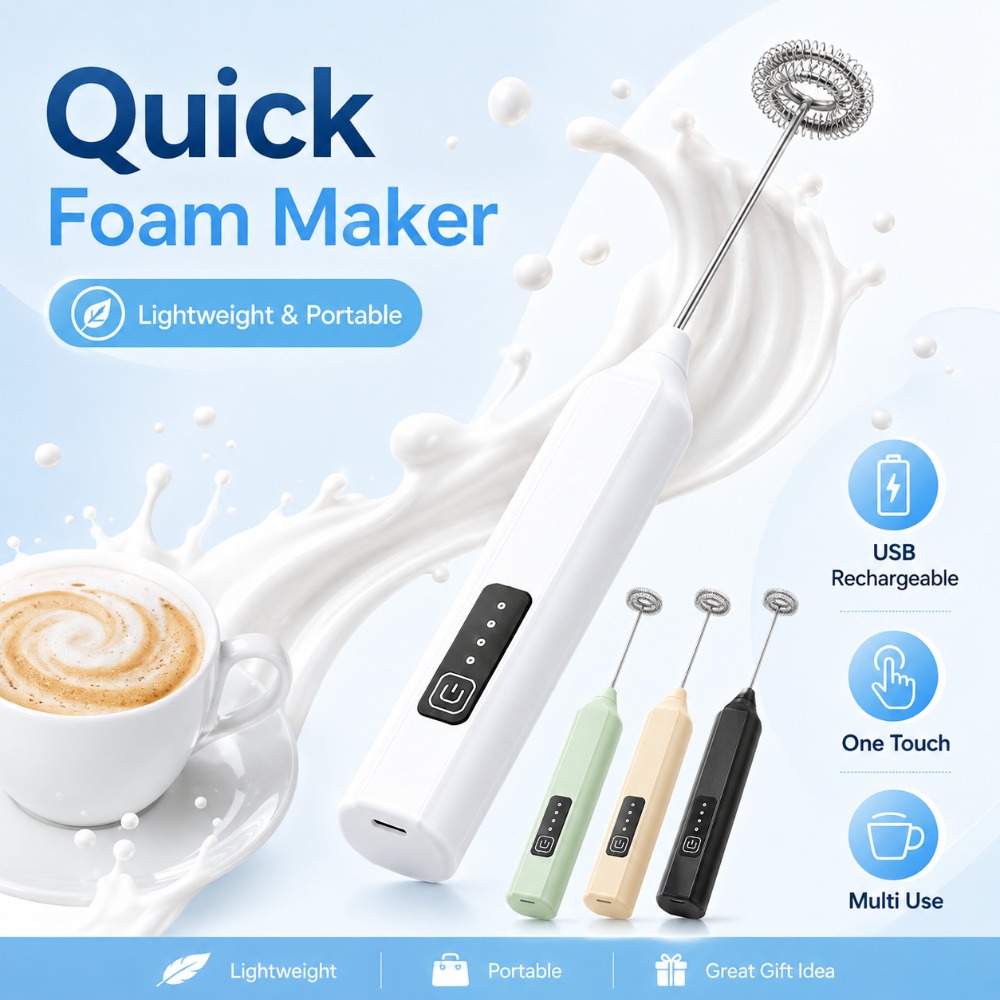 Electric Milk Frother Handheld - Mousseur à lait et batteur à