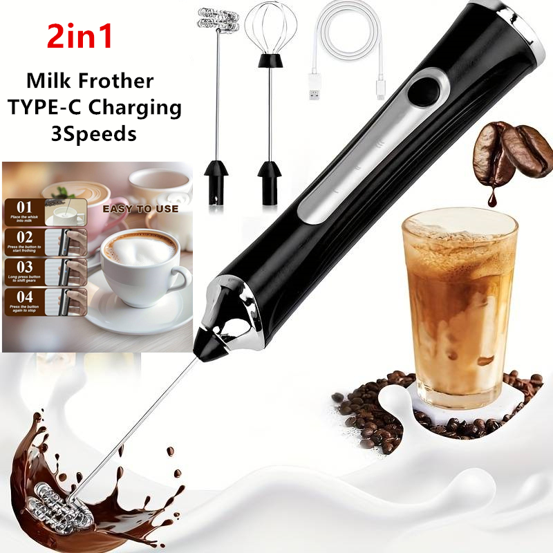 Electric Milk Frother Handheld - Mousseur à lait électrique sans fil