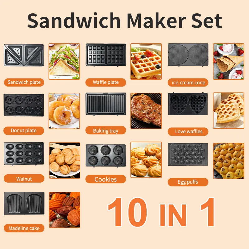 Mini Waffle Maker Machine - Appareils électroménagers 220/110V, machine à sandwich